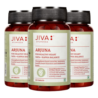 Jiva Arjuna Tablet Promotes Heart Health | Manages Cholesterol Level - 120 Tablets (Pack of 3)