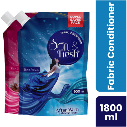Soft & Fresh Blue Wave & Pink Coral 2X900ml, Fabric Conditioner Softener 900ml pack of 2