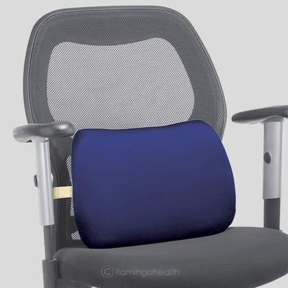 Flamingo Back Rest for Back Pain Relief Orthopedic Lumbar Support Backrest Pillow for Office Chairs | Memory Foam Cushion | Designed for Computer/Office Chair Back Pain Relief |For Men And Women | Color-Blue | Size-S
