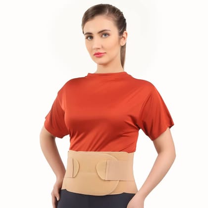 Flamingo Lumbar Sacro Belt (L.S. Belt) | Lumbar Support Waist belt for Back Pain Relief | Lumbar belt for Back Support | Belt with dual Adjustable Straps| Back Brace for Men and Women | (L) (Beige)