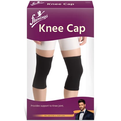 Flamingo Knee Cap/Support for Knee Pain, Gym Workout, Running, Arthritis | Joint Pain Relief Protection for Men and Women | Heal Sports Injury and Reduce Inflammation | 1 Pair | Black | Large