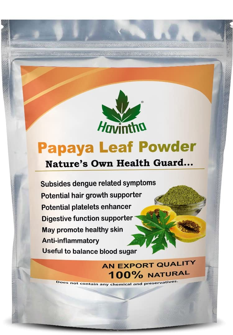 Havintha Papaya Leaf Powder for Healthy Skin, Help in Increasing Platelets, Anit Oxidant Agent, 227gm