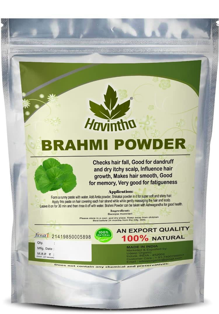 Havintha Natural Brahmi Powder for hair growth and Scalp Treatment | Eclipta Alba - 227 Grams
