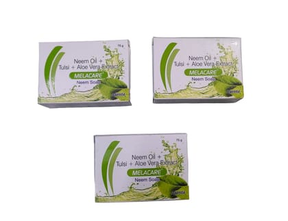 MELACARE Pack of 3 Neem Oil Tulsi,Alovera Extract Soap