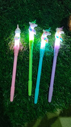 Pack of 4 Fancy Unicorn Style Gel Pen With Led Light