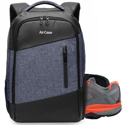 AirCase Laptop bag Anti Theft Backpack for Office College & Travel fits upto 15.6" Laptop/Macbook, Waterproof, Durable, Multi-Pockets, 180? open (Black)- 1 Yr warranty