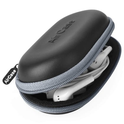 AirCase C41- Earphone Case Pouch & Travel Organizer for Earphone, Pen Drives, Memory Card, Data Cable (Grey Zip)