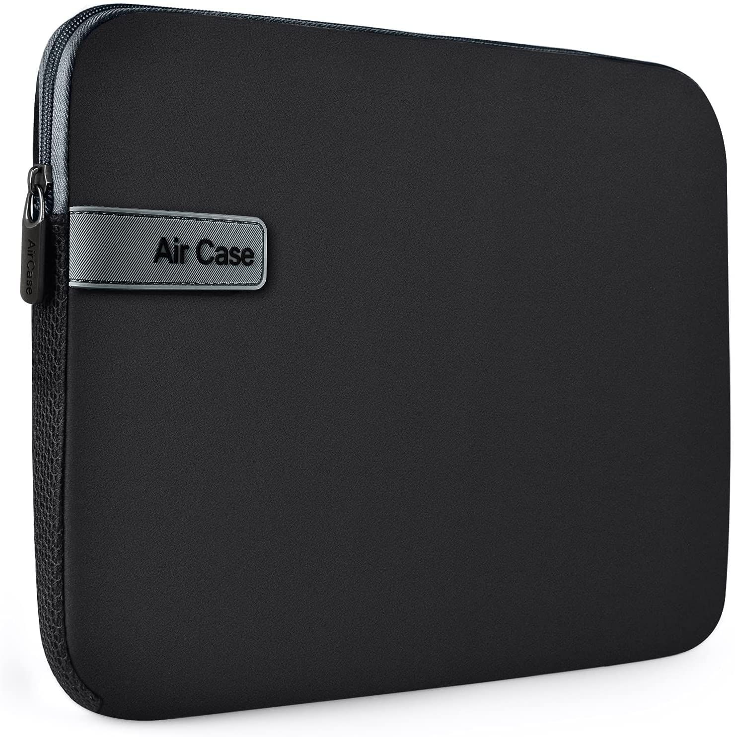 AirCase Protective Laptop Bag Sleeve fits Upto 14.1" Laptop/MacBook, Wrinkle Free, Padded, Waterproof Light Neoprene case Cover Pouch, for Men & Women, Black- 6 Months Warranty
