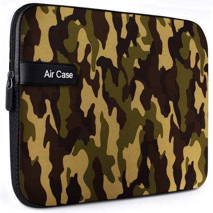 AirCase Protective Laptop Bag Sleeve fits Upto 14.1" Laptop/MacBook, Wrinkle Free, Padded, Waterproof Light Neoprene case Cover Pouch, for Men & Women, Camouflage- 6 Months Warranty