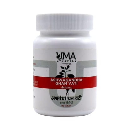 Uma Ayurveda Ashwagandha Ghan Vati 80 Tab Useful in Bone, Joint and Muscle Care General Wellness, Immunity Booster, Mental Wellness Products, Sexual Health