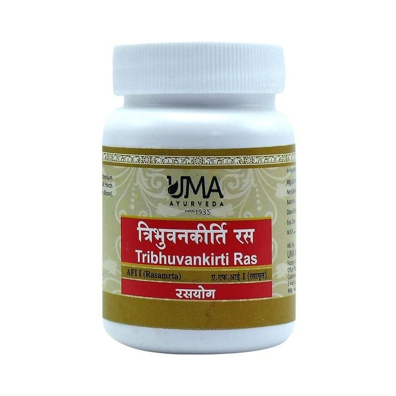 Uma Ayurveda Tribhuvan kirti Ras 80 Tab Useful in Digestive Health Fever