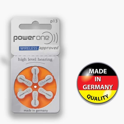 Power One Hearing Aid Battery Size 13, Pack of 60 Batteries, 10 Strips
