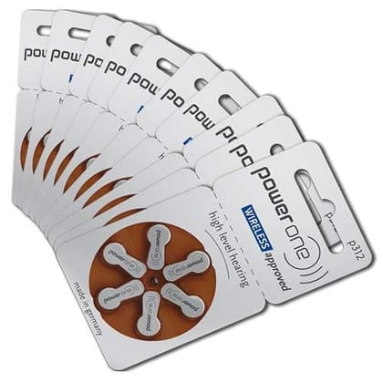 Power One Hearing Aid Battery Size 312, Pack of 12 Batteries, 2 Strips