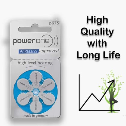 Power One Hearing Aid Battery Size 675, Pack of 54 Batteries, 9 Strips