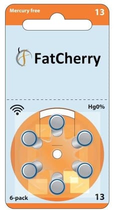 FatCherry Hearing Aid Battery (by Power One Germany) Size 13, Pack of 6 Batteries