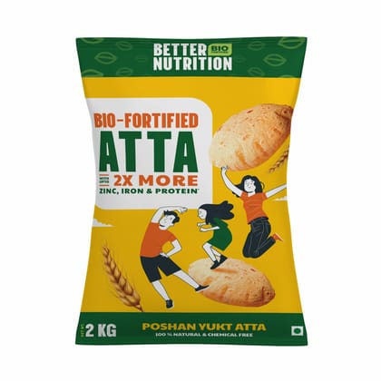 Better Nutrition Biofortified Atta: 100% Whole Wheat Flour | High in Iron, Zinc & Protein | NO Additives | 100% Natural | 2 KG