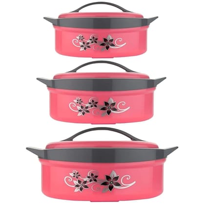 HASHONE Inner Steel Insulated Casserole Hot Pot for Roti/Chapati Hot Box Chapati Box/Casserole 1500ml&2500ml&3500ml-pink