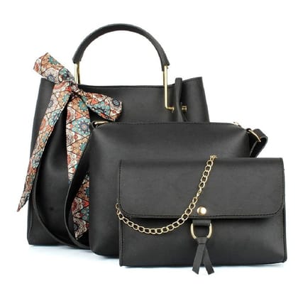 women stylish black handbags and sling bag combo set of 3 le-cbst17