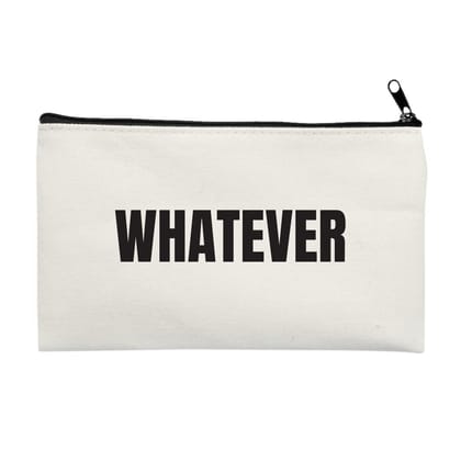 The Art People Whatever White Canvas Pouch with Zip