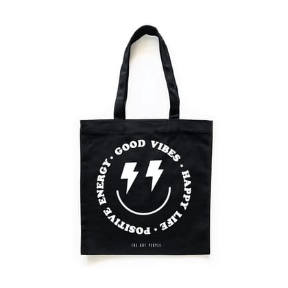 The Art People Good Vibes Only Black Canvas Tote