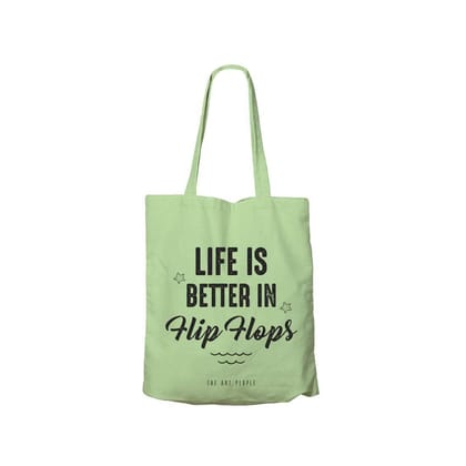 The Art People Flip - Flops Green Canvas Tote