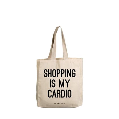 The Art People Shoping is My Cardio White Canvas Tote