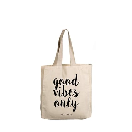The Art People Good Vibes Only White Canvas Tote