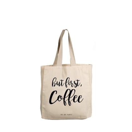 The Art People Coffee White Canvas Tote