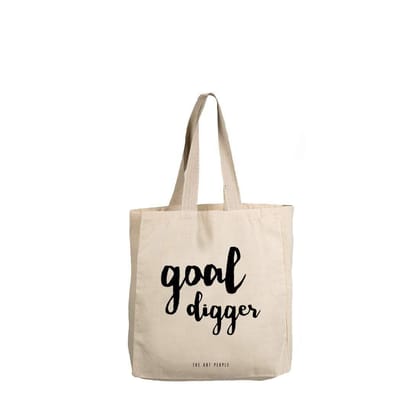 The Art People Goal Digger White Canvas Tote
