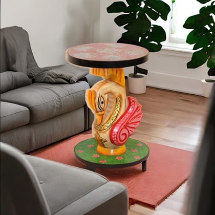 Handicrafted Round Wood Coffee Table Fine-Art