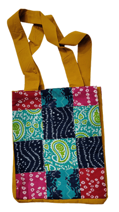 NIRJHARI Handmade Cotton Cloth Patchwork Handbag for Girls & women (Multicolor) I Pack of 1