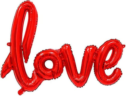 BLODLE Giant Red Cursive Love Balloon, Valentine's Theme Love Red Balloon, Wedding Anniversary Theme Love Foil - Pack of 1