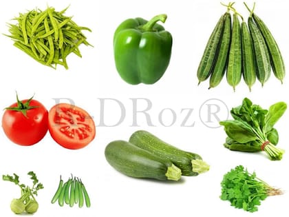 Combo of 9 Vegetables Seeds - Cluster Beans, Tomato, German Turnip Knol Khol, Brinjal Green, Capsicum Green, Zucchini, Ridge Gourd, Spinach Palak, Coriander MC4.1