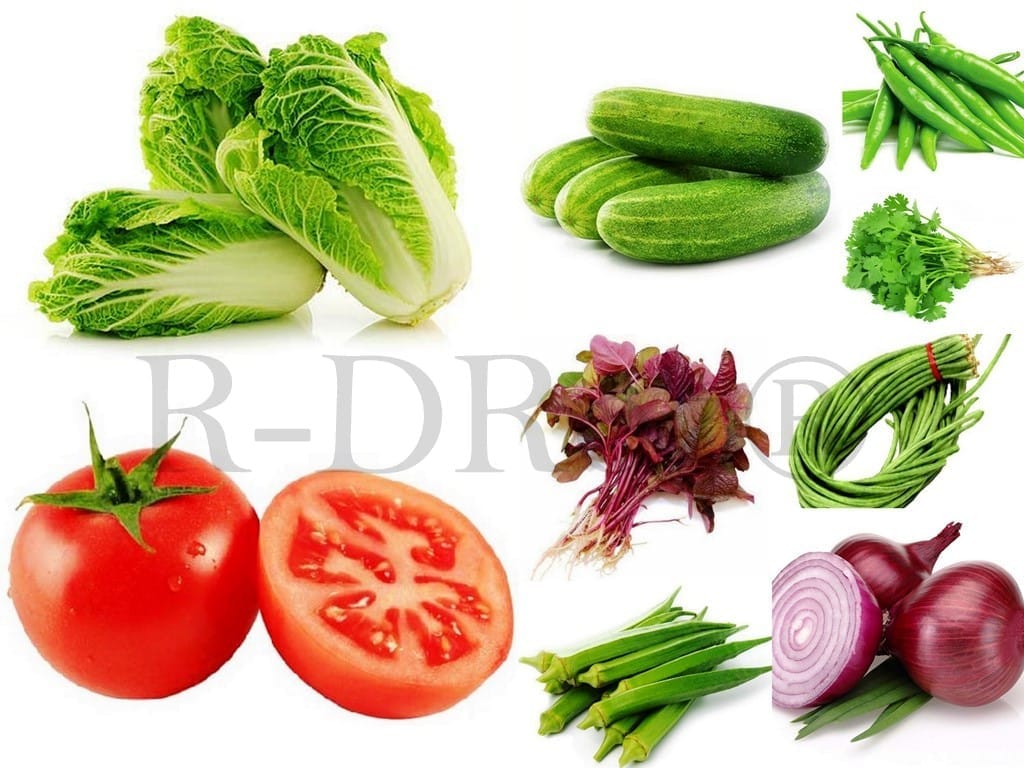 Combo of 9 Vegetables Seeds - Okra Lady Fingers, Tomato, Onion Red, Napa Cabbage, Chilly Green, Lobia Cowpea, Cucumber, Coriander, Amaranthus Red MC1.4