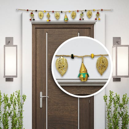 Nirjhari Crafts Beautiful Golden Kalash Bandhanwar/Toran with Cute Parrot Design (Pack of 1)
