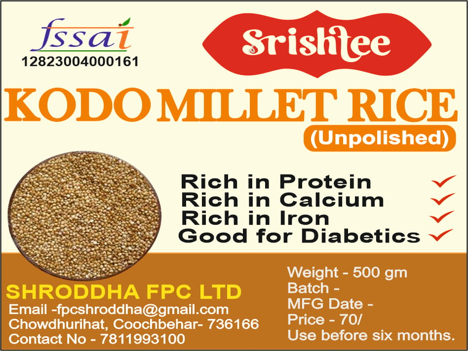 Srishtee Kodo Millet Rice 2 PKT (Unpolished)