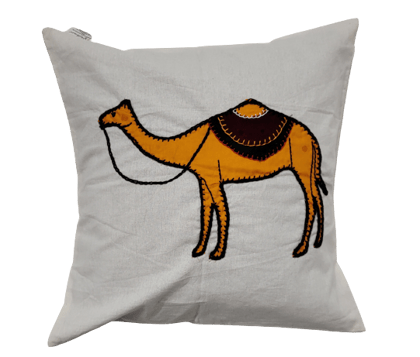 Nirjhari Crafts Hand Emroidered 100% Cotton Camel Cushion Cover Set (Pack of 4)