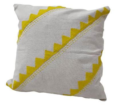 Nirjhari Crafts Handmade 100% Cotton Yellow & White Cushion Cover Set (Pack of 4)