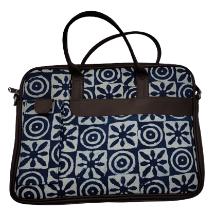 Nirjhari Crafts Leather and Fabric Laptop Bag