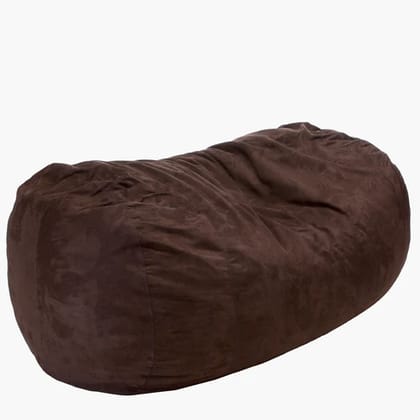 INK CRAFT Luxurious 6ft Velvet Bean Bag Chair Jumbo Size Cover Without Shredded Foam for Office, Home, and Bedroom Bliss in Rich Brown Elegance
