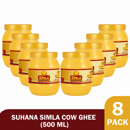Suhana Simla Premium 500ml Danedar Cow Ghee | Pure Cow Ghee (PACK OF 8)
