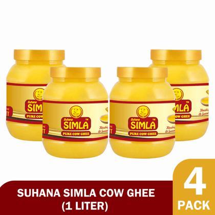 Suhana Simla Premium 1 Liter Danedar Cow Ghee | Pure Cow Ghee (PACK OF 4)