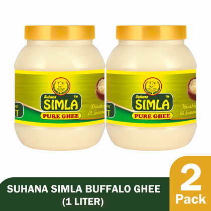 Suhana Simla Premium 1 Liter Danedar Buffalo Ghee | Pure Buffalo Ghee (PACK OF 2)