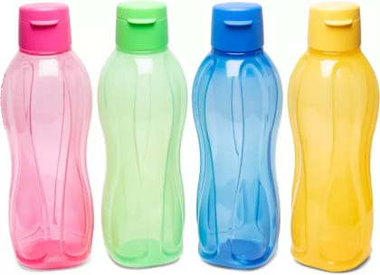 Aquasafe Fliptop Bottle 4pc 1000 ml Bottle  (Pack of 4, Pink, Blue, Yellow, Green, Plastic)
