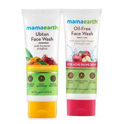 MAMAEARTH  Ubtan + Apple cider vinegar facewash Combo (Pack of 2)