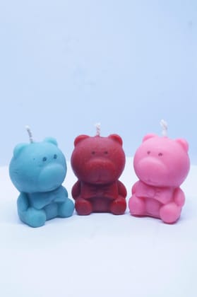 Bees Wax Teddy Shape Designer Candle- Pack of 5