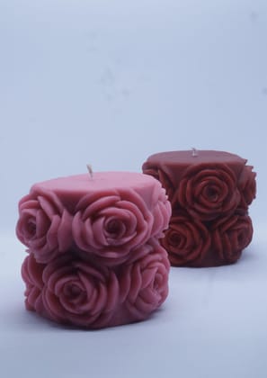 Bees Wax Big Rose Flower Shape Designer  Candle- Pack Of 2