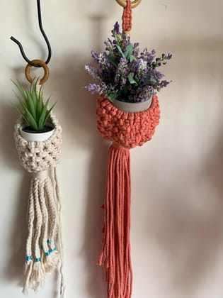 Nirjhari Crafts Handmade Macramé Plant Hangers (Pack of 1)