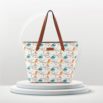 Lychee bags Women Printed White Canvas Tote Bags