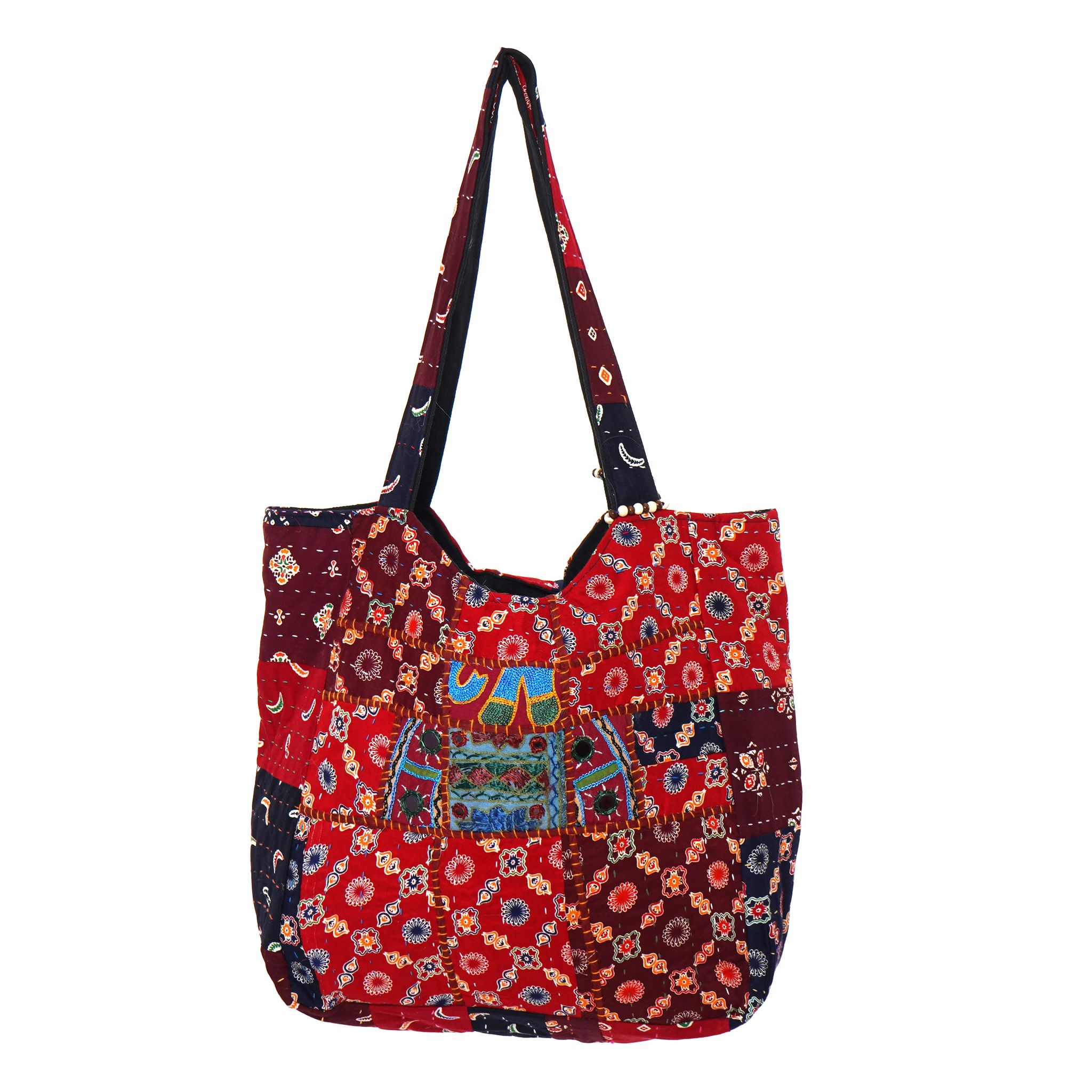 Rajasthani Embroidered Shoulder Bag, Pure Cotton Shoulder Bag With Handmade Beautiful Patchwork